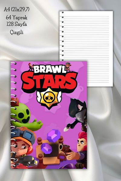 daily notebook كتاب مدرسي مخطط من Brawl Stars - 64 ورقة، حلزوني، مقاس A4 (21x29,7 سم)