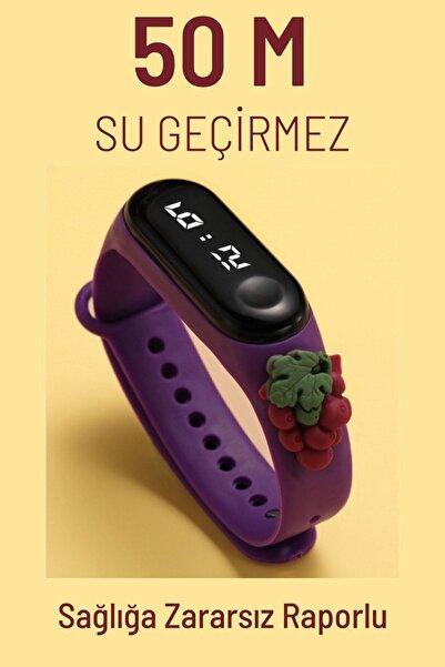 Q-TİME Üzüm Figürlü Led Dokunmatik Ekranlı Su Geçirmez Dijital Çocuk Kol Saat...