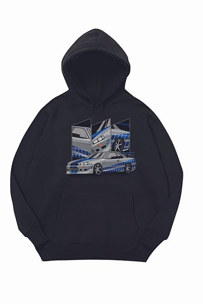 JDM JDM Hit Черен суитшърт с качулка и оверсайз
