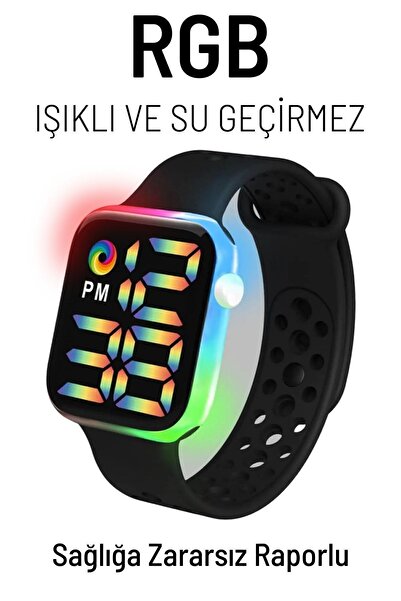 Q-TİME Rgb Işıklı Ve Led Ekranlı Su Geçirmez Dijital Çocuk Ve Genç Kol Saati ...
