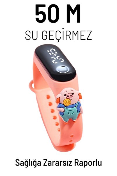 Q-TİME Domuzcuk Figürlü Su Geçirmez Led Dokunmatik Ekranlı Dijital Çocuk Ve G...