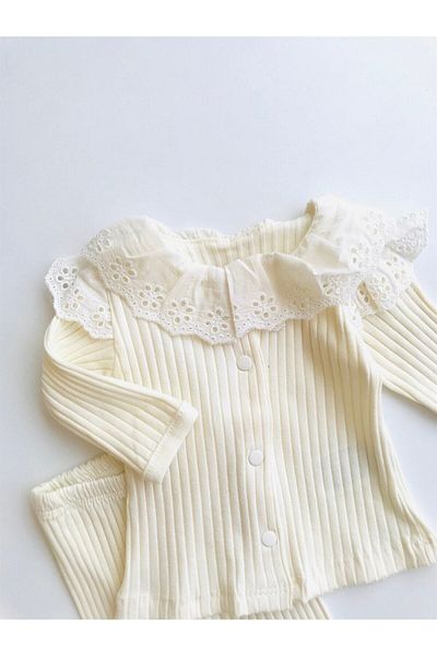 NUNU BABY Scalloped 5 Piece Newborn Set - Cream