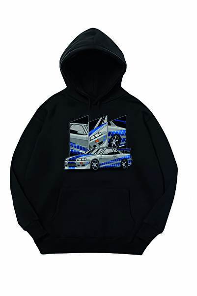 JDM JDM Hit Черен суитшърт с качулка и оверсайз