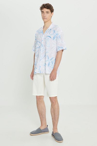 AC&Co / Altınyıldız Classics Ανδρικό λευκό λινό - Σορτς Comfort Fit Relaxed Fit