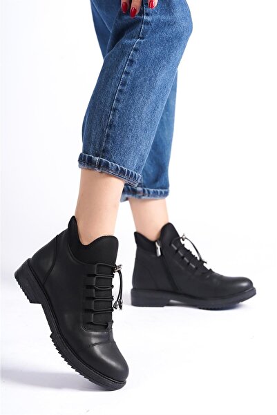 Preshley Γυναικείες μπότες Cesi Black Stretch και Lace Tedayli Thermo Sole μέχρι τον αστράγαλο