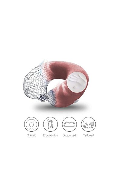 In House Velvet Neck and Travel Pillow - 30x25 cm - Color Dark Pink