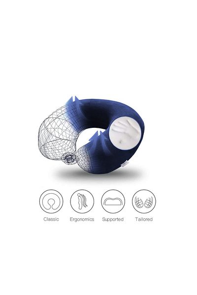 In House Velvet Neck and Travel Pillow - 30x25 cm - Color Dark Blue