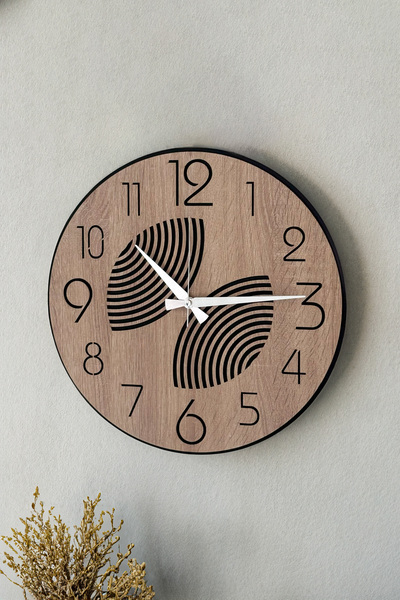 Minimalist Black and Oak Maia Bohemian Color Wall Clock – Decorative Clock Model
