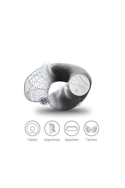 In House Velvet Neck and Travel Pillow - 30x25 cm - Color Gray