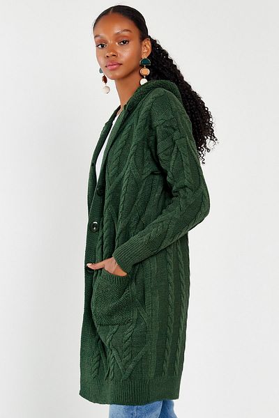 Hopoi Women's Knitted Patterned Hooded Cardigan