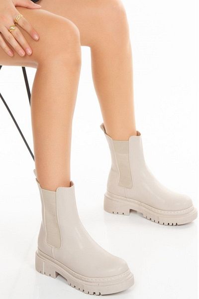 Preshley Γυναικείες Μπότες Beige Jurne - Διπλό Ελαστικό Σχέδιο
