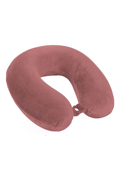 In House Velvet Neck and Travel Pillow - 30x25 cm - Color Dark Pink