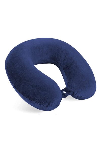 In House Velvet Neck and Travel Pillow - 30x25 cm - Color Dark Blue