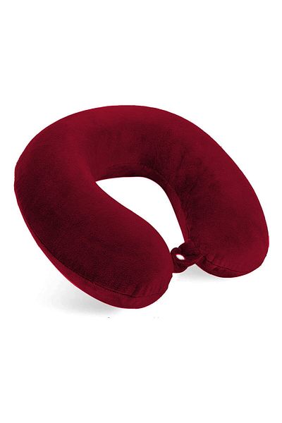 In House Velvet Neck and Travel Pillow - 30x25 cm - Color Burgundy