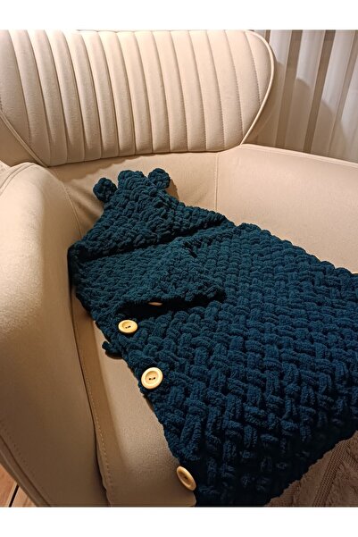 Moda Biçer Ayıcıklı Yumuşacık El Örgüsü %100 Organik Antialerjenik Bebek Batt...