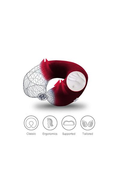 In House Velvet Neck and Travel Pillow - 30x25 cm - Color Burgundy