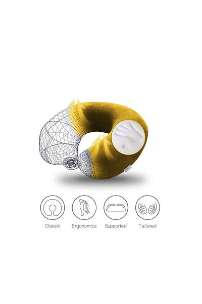 In House Velvet Neck and Travel Pillow - 30x25 cm - Color Gold