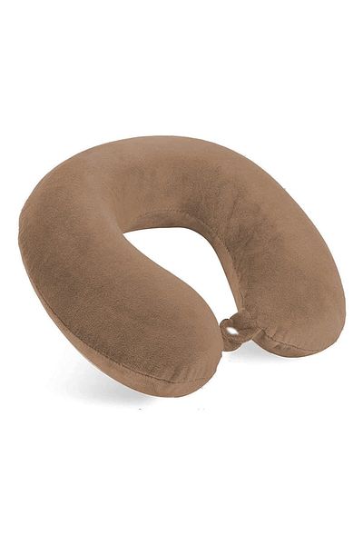 In House Velvet Neck and Travel Pillow - 30x25 cm - Color Beige