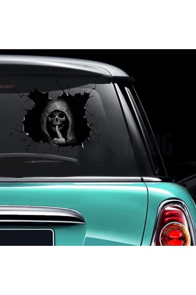Özkaş ticaret 3D Sticker Hayalet Korkunç Oto Sticker, Motorsiklet, Kask, Laptop Sticker 17x6 Cm Oto Aksesuar