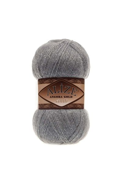 Alize Angora Gold Glitter Πλεκτό Σχοινί 100 Gr 87 Charcoal Grey