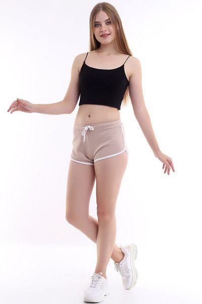 kozzy Mini pantaloni scurti, cu șireturi, bej