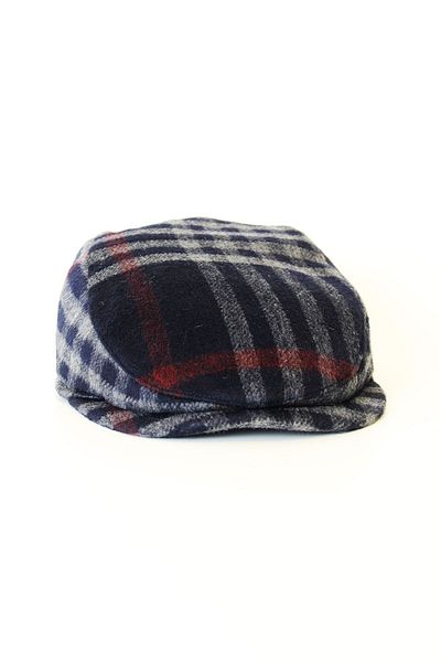 Capstories Plaid Pattern Wool Fabric Cap