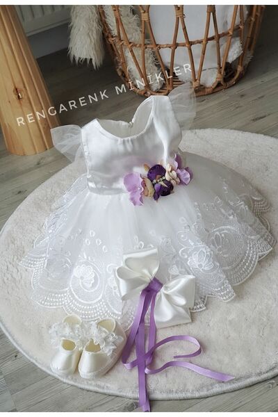 çiğdem kaya design Baby Girl Purple Floral Mevlüt Set