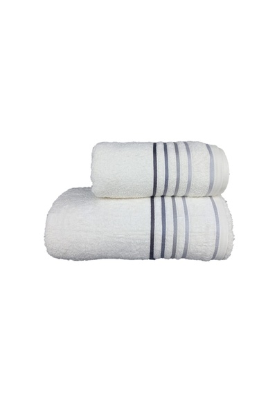 erteks Set de 2 prosoape de baie și de mână - crem 70x140,50x100 cu dungi pe ...