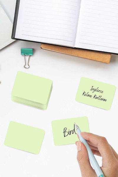 Copyder Pastel Green Unprinted Word Card 500 Pieces - Multi-Purpose Boxed Note Cards for Memory and Note Taking