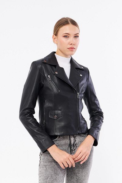 DERİNSS Genuine Leather Women's Black Coat - Derinss Dka1202