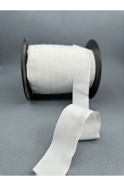 paşateks since 1995 şekil Ecru Colored 4 cm Polyester Grosgrain Ribbon - 5 Meters