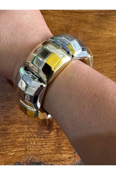 Gönülden Tasarım Mirrored Silver Color Women's Elastic Bracelet
