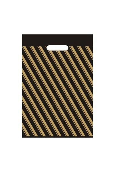 ECOPLAST Black Striped Reinforced Bag 26 X 38 Cm (No2) 50 Pieces