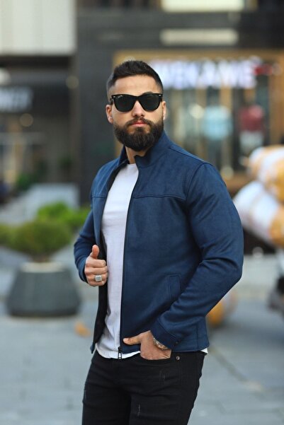 BASEL.CO Чоловіча темно-синя замшева весняна куртка