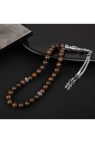 OSMANLI DOĞAL TAŞ Ροζάριο από φυσική πέτρα Bronzeite 33 mm εσωτερικά 8 mm