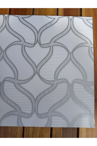 KMS HOME Elips Desenli Gümüş Duvar Kağıdı 5m²
