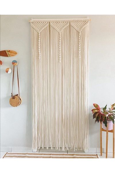 Foksan Deri Στολίδι τοίχου Macrame - Κάνεται σε προσαρμοσμένο μέγεθος, 75*200cm Κουρτίνα πόρτας και κουρτίνας