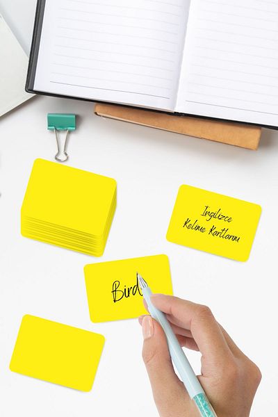 Copyder 500 Unprinted Yellow Words Note Cards - Multi-Purpose for Memory and Note Taking, Boxed