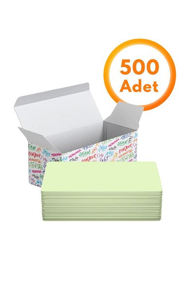 Copyder Pastel Green Unprinted Word Card 500 Pieces - Multi-Purpose Boxed Note Cards for Memory and Note Taking