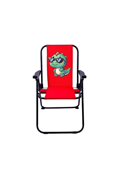 Exent Baby Dinazor 2-6 Yaş Lüx Çocuk Piknik Sandalyesi-mini Kamp Sandalyesi-kırmızı