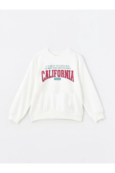 LC Waikiki LCW Kids Optical - Λευκό φούτερ για κορίτσια με λαιμόκοψη