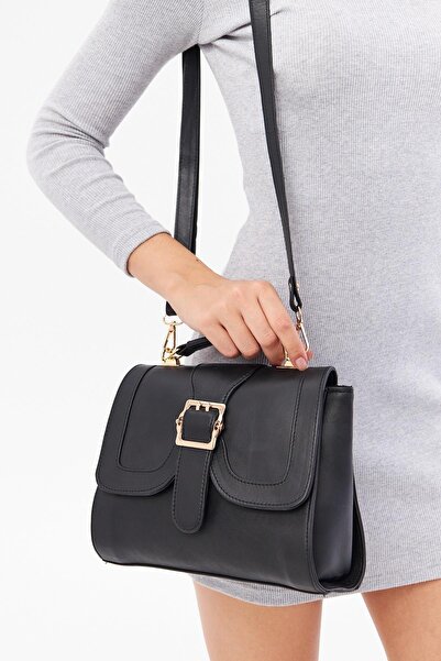 DERİNSS Derinss Dkb673 - Valódi bőr fekete női táska, kézi és válltáska