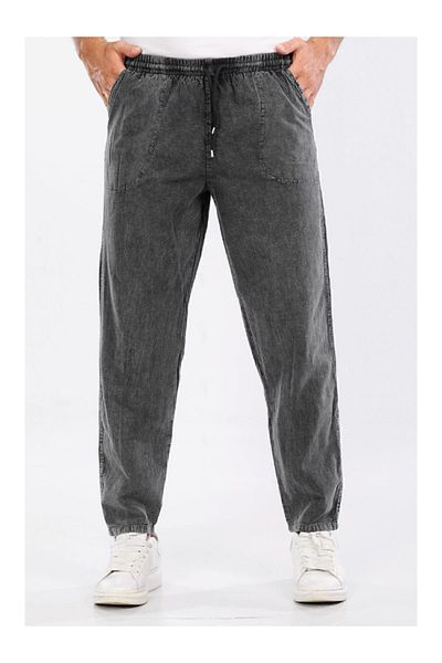 BERNEO Unisex 100% Cotton Linen Look Relaxed Pants