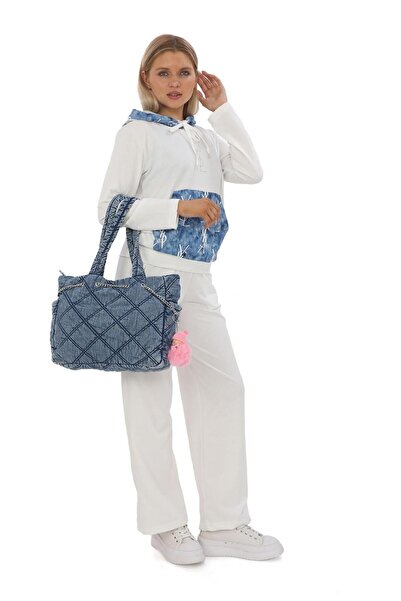 denimandfaces KAPİTONE DENİM OMUZ ÇANTASI