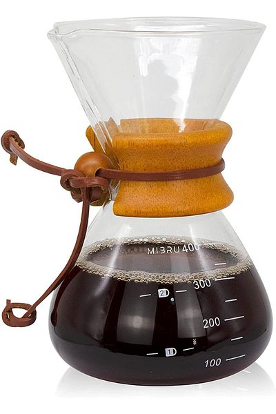 MIBRU Coffee drip pot wooden neck 400ml with ss filter