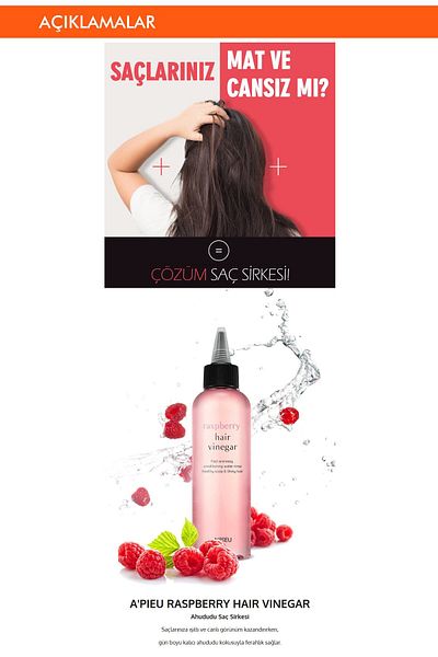 Missha A'PIEU Raspberry Hair Vinegar - 200 مل من خل الشعر اللامع