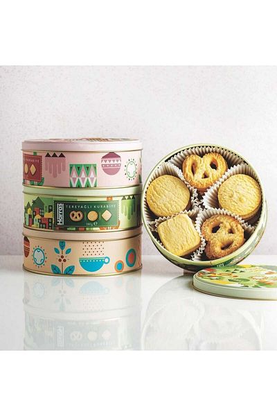 Harras 4 Pieces X 180 Gr Butter Cookies Metal Box