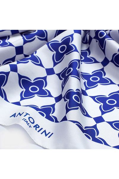 ANTORINI Ιταλική κατασκευή Geometric Blue Limited Edition Scarf Bandana - Como Scarf