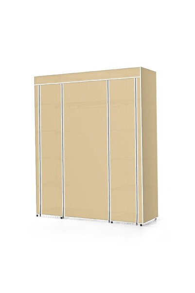 Practice Bej Çift Yandan Plastik Raflı Bez Dolap Home