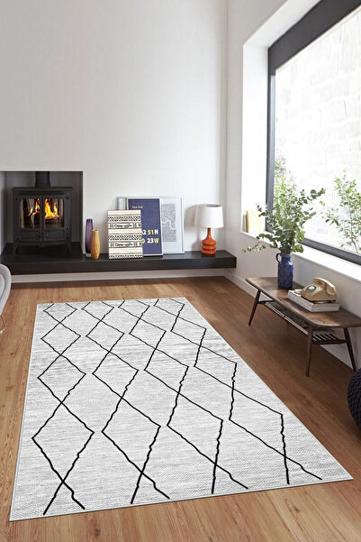 halıpera Yıkanabilir Kaymaz Taban Halı Pamuk Kilim  Geometrik  Salon,Mutfak H...